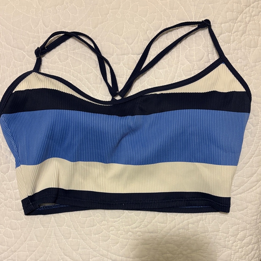 Beach Riot Blue and Cream Bikini Top